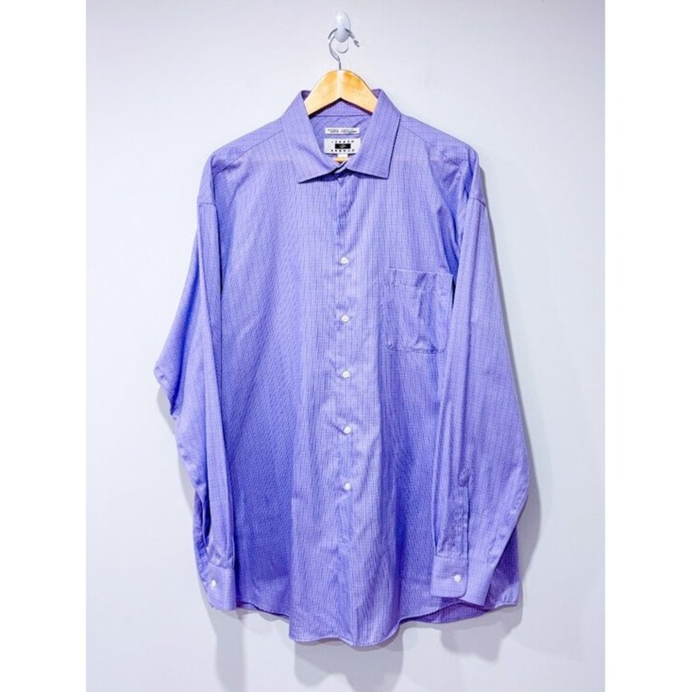 JOSEPH ABBOUD Lavender Check‎ Egyptian Cotton Dress Shirt Size 18 36/37 Tall